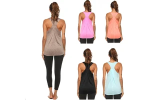 Wholesale Gym Wear Breathable Sleeveless Seamless Gym Workout Yoga Tank Tops for Women Running Vests Loose Fit Sportswear