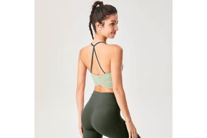 Women's Plus Size Sports Bra Breathable Gym Fitness Tank Top Built-In Chest Pad Yoga Running Spandex Lining Athletic Clothing