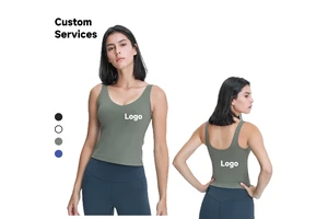 Women's DT039 Slim Fit Yoga Tank Top Breathable Knitted V-Neck U-Shaped Back Design for Spring Summer Skin-Friendly Bare