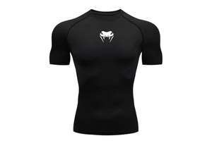 Men's Compression T-Shirts Breathable Moisture-Wicking Muscle Contour Design Trendy Snake Head Print Stretch Fit Workout Tops