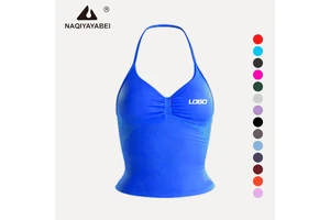 Women Seamless Impact Longline Strappy Top High Stretch Yoga Tank Top Fitness Gym Wear Ropa Deportiva Mujer