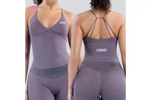 New Seamless Open Back Yoga Top Women Breathable Fitness Workout Shirts Strappy Longline Sports Bra for Yoga Sports