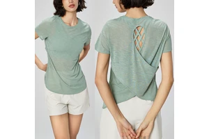 Summer Light Breathable Yoga T-shirt Hollowed Out Beautiful Back Sports Top Women's Yoga Suit Round Neck Fitness Short Sleeved