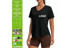 Workout for Women Short Sleeve V Neck Moisture Wicking UPF 50+ Sun Protection Quick Dry Gym Wear Wholesale Women's T-shirts