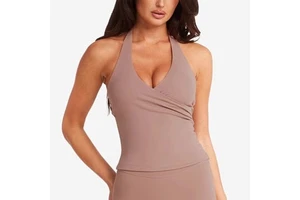 YanRuo V-neck Breathable Skinny Fit Vest Chest Pads Yoga Wear Top Women's Quick-drying Wrinkle-resistant Nylon Spandex Exercise