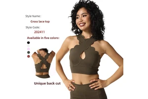 Cross-Back Women's Spandex/Nylon Solid High-Elastic Lightweight Close-Fitting Comfortable Elegant Sports Vest Top Yoga Clothing