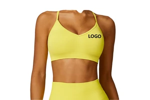 Seamless Breathable Four-Way Stretch Lightweight Quick-Dry Medium Support Padded Double Strap Yoga Gym Sports Bra for Women