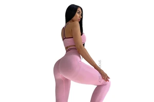 Wholesale Fitness Yoga Wear 2 Piece Active Wear Set Women Gym Multi Strap Open Back Sports Bra Front Cross Over Mini Shorts Set