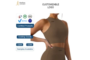 Under Lulu Custom Back Half High Neck Breathable Spandex/Nylon Yoga Suit Women's Outdoor Running Fitness Tank Top Tight Fit