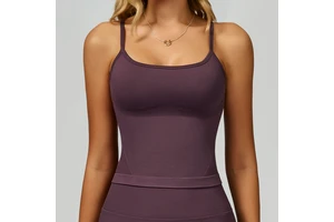 Breathable Seamless Lightweight Yoga Tank Top Hollow Back Sports Vest Front Logo Outdoor Running Fitness