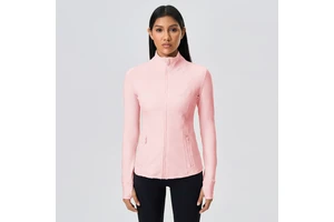 Women's Solid Breathable Stretchy Long Sleeve Yoga Jacket Autumn Winter Full-Zip Running Gym Fitness Workout 1-Piece Outerwear
