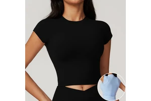 Eco-Friendly Recycled High-Strength Short-Sleeve Running Fitness T-Shirt for Women Tight-Fitting Quick-Dry Yoga Wear