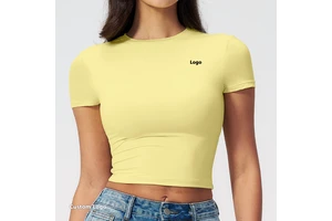 Factory Wholesale New Short Sleeve Slim Tee Workout Clothes Custom Crop Top Pilates Fitness Shirts Running Yoga Women T Shirt