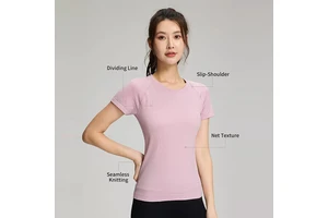Wholesale Women High Quality Nylon T-shirt Soft Comfortable Running Training Gym Workout Short Sleeve Custom Fitness Yoga Top