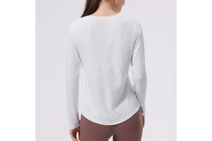 Naked Tight Four-stitch Six-thread Breathable Nylon Spandex Yoga Suit Women's Long-sleeved Professional Sports Top Running