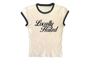 C1722 Summer Round Neck Short Sleeved Letter Printed Slim Fit Short Top Women's T-shirt