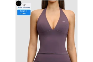 Women's Breathable V-Neck Backless Yoga Tank Top Built-In Bra High-Stretch Skinny Fit for Gym Fitness Running Custom Sports Tops