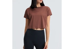 Crop Top High Quality Blank Skin Friendly Breathable Cropped Sport Yoga T Shirts Women