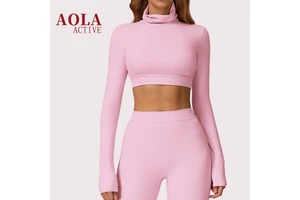 Tight Long Sleeves Gym Fitness Clothes Slim Sports Running Comfortable High Collar Backless Pilates Top for Women