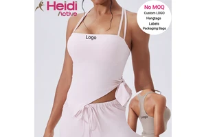 New Design Workout Clothes Irregular Sports Vest Nude Sense Double Strap Bow Knot Yoga Tank Top for Pilates