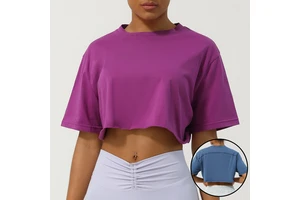 Spring and Summer New Yoga Clothing Sports Short-sleeved T-shirt Loose Short Fitness Tops Round Neck Casual Sports Tops Women