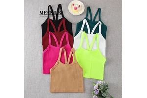 Women's Lightweight High-Stretch Halter Neck Sports Vest Sleeveless Seamless Yoga Top Breathable Gym Workout Crop Tank Top