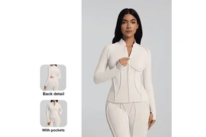 Sports Outfit Premium Yoga Jacket for Women Stand-Up Collar Athletic Top Long-Sleeve Zipper Jacket Cycling & Fitness Wear