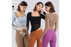Long Sleeve Women's Round Neck Sports T-shirt Running Gym Fitness Workout Yoga Top Yoga Training Sport Tops