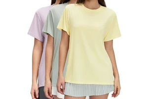 D26088 Women's Breathable Lightweight Quick Dry Simple Loose Sports Round-neck Casual Running Fitness Yoga T-shirt