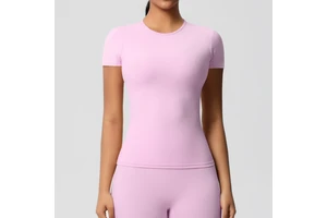 Women's Lightweight Seamless Short-Sleeved Fitness Yoga Top Double-Sided Brushed Sports T-Shirt Breathable Solid Color Four-Way