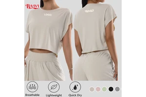 Yoga Top Casual T-shirt Quick-drying Loose Breathable Short-sleeved Women's T-Shirt for Summer Solid Sportswear Custom Logo