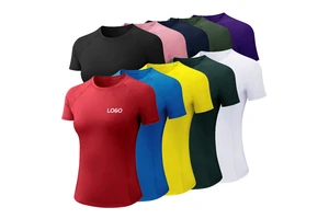 Dropshipping Gradient Color Top Training Women Sports Yoga Short Sleeve Lightweight Modest Custom Wholesale Gym Wear