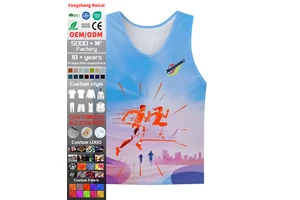 OEM DOM Sublimation Vest Dry Fit Marathon Running Tank Top Full Printed Sleeveless Sports Tshirt For Fun Color Marathon