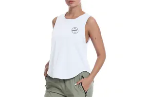 Back Slit Breathable Knitted Sports Racerback Tank Top Quick Dry Yoga Loose Running Fitness Women's Tank Top