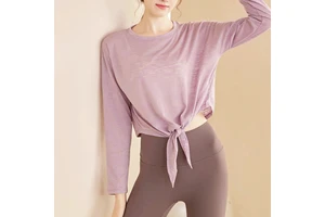 Summer New Fashionable Loose Fit Sexy Yoga Running Fitness Long Sleeved Skin Friendly Quick Drying Top