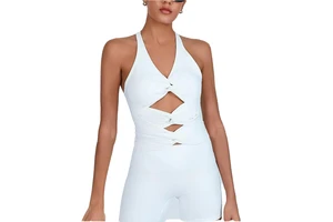 Women's Lightweight High-Elastic Yoga Top Breathable Quick-Drying Fitness Vest with Chest Padding