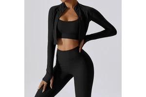 High Quality Women Athletic Sport Shirts Yoga Jackets Long Sleeve Fitness Yoga Crop Tops