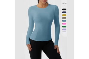 Custom Women's Running Compression Yoga Shirts Long Sleeve Crew Neck Slim Fitted Breathable Four-Way Stretch Workout Gym Dry Fit