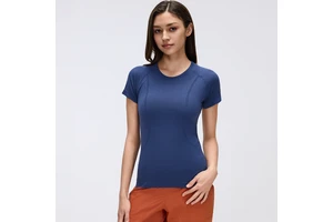Women's Lightweight Four-Way Stretch Crew Neck Short Sleeve Sports & Yoga Top Skinny Fit Breathable Quick Dry Simple Design