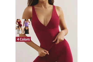 Women's New Breathable Deep V-Neck Gym Fitness Tank Top Sexy Printed Yoga Bras Fixed Pads Sports Bra