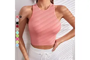 Women's Yoga Top High-End Fitness Yoga Vest Quick-Drying Solid Style Sports Top Seamless Design Outdoor Fitness Yoga Wear