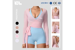 Women's Slim Fit High-End V-Neck Breathable Lightweight Fashion Spandex Active Stretch Quick Dry Fitness Top Long Sleeve Sports