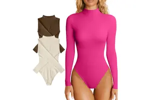New Fitness Jumpsuits High Neck Long Sleeve Top Women's Yoga Bodysuits