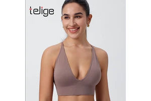 Custom Logo Girl Deep V Neck Gym Push up Backless Beautiful Cross Back Yoga Bra Fitness Quick Dry Gym Yoga Sports Bra for Women