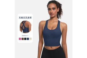 Women's Sports Bra Shockproof Running Fitness Yoga Top Cross-Shoulder Strap Backless Lingerie Suitable for Yoga Pilates Fitness