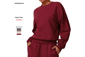 New Women's Breathable Quick Dry Loose Relaxed Long Sleeve Open Umbilical Top Fitness Training Round Neck Yoga Sweatshirt