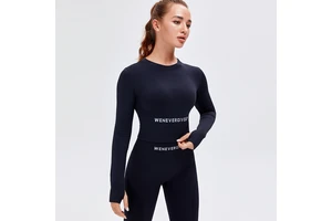 Gym Fitness Breathable Lightweight Seamless Casual Long Sleeve Crop Top Sportswear Yoga Shirt Quick Dry Four-Way Stretch for