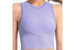 OEM Custom Logo High Elastic Shaping Cross Waist Slim Fit Round Neck Women Tank Top for Yoga Running Fitness Daily Sports