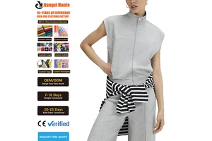 High Quality Summer Sleeveless Zip Through High Neck Top Custom Printing Fashion Casual Yoga Jersey Sports Tank Top for Women