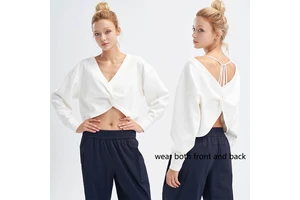 Roregal New Sun-proof Clothing Sports Tops Women Two Wear Long-sleeved Sports V-neck Yoga Top